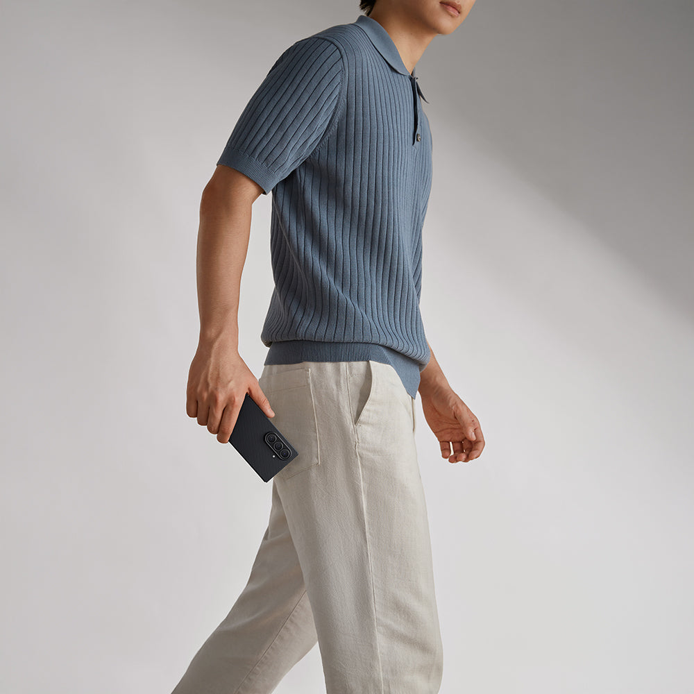 Galaxy Z Fold 7 Kılıf M-safe Şarj Özellikli 600D Aramid Fiber Pitaka Ultra-Slim Classic Serisi Black-Grey Twill Kapak Siyah-Gri