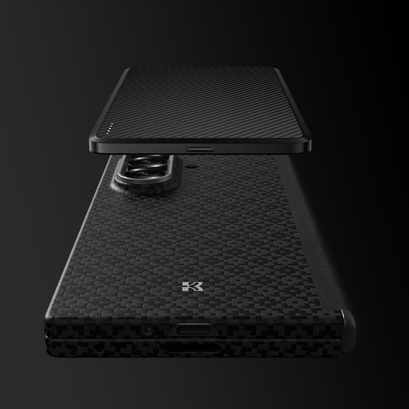 Galaxy Z Fold 7 Kılıf M-Safe Şarj Özellikli Benks ArmorAir ArmorGrid Serisi Kevlar Kapak Siyah