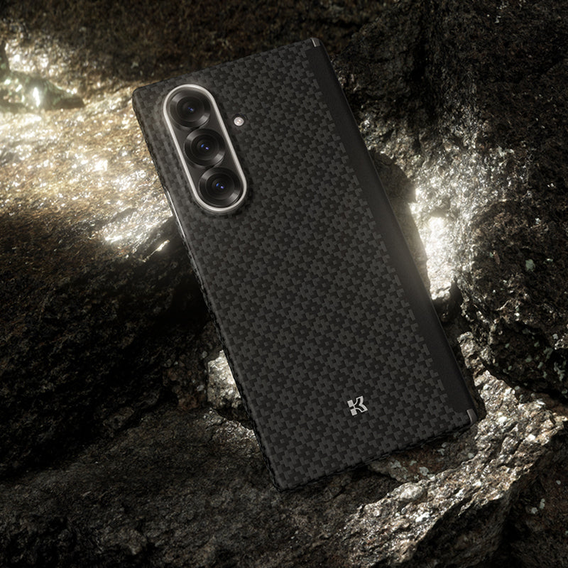 Galaxy Z Fold 7 Kılıf M-Safe Şarj Özellikli Benks ArmorAir ArmorGrid Serisi Kevlar Kapak Siyah