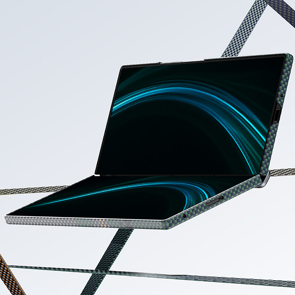 Galaxy Z Fold 7 Kılıf M-safe Şarj Özellikli Karbon Fiber Tasarımlı Benks Aurora ArmorAir Kevlar Kapak Yeşil