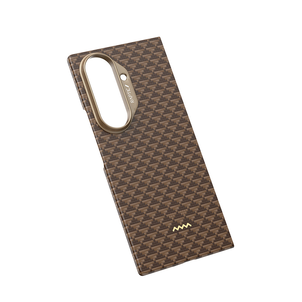 Galaxy Z Fold 7 Kılıf M-safe Şarj Özellikli Raptic Aramid Skin Origin Serisi Kapak Kahverengi