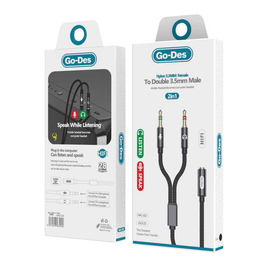 Go Des GAC-222 Mikrofonlu Kulaklık Dönüştürücü Siyah