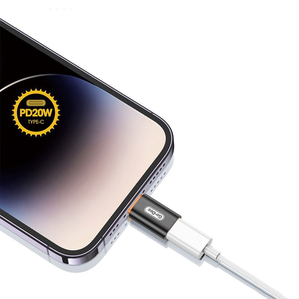 Go Des GD-CT064 Type-C to Lightning PD20W Şarj ve Ses Destekli Dönüştürücü Siyah
