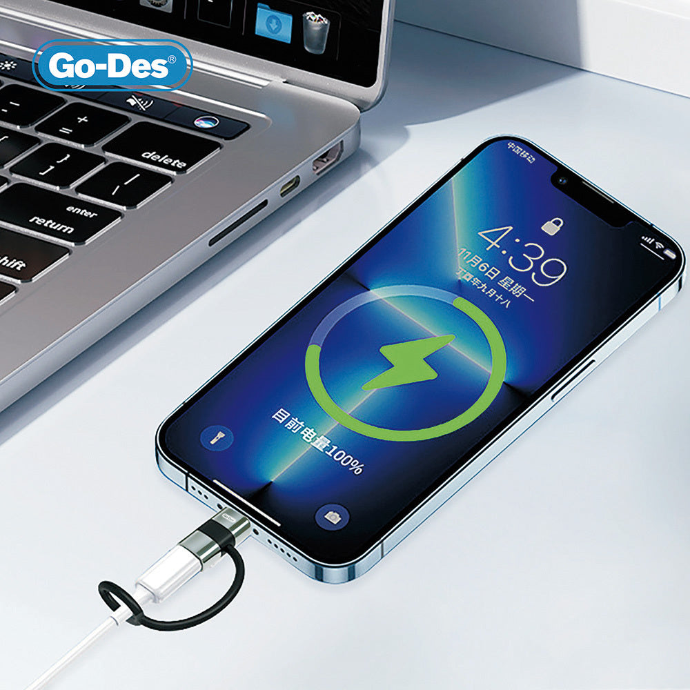 Go Des GD-CT068 Lightning to Type-C Data Ve Hızlı Şarj Adaptörü Siyah