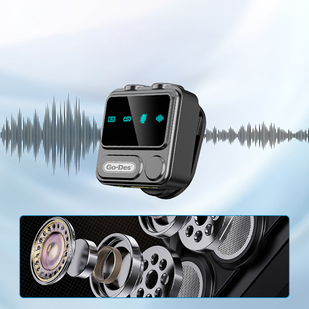 Go Des GD-WS307 2in1 Gürültü Engelleyici Özellikli Type-C ve Lightning Şarj Portlu Kablosuz Yaka Mikrofonu Siyah