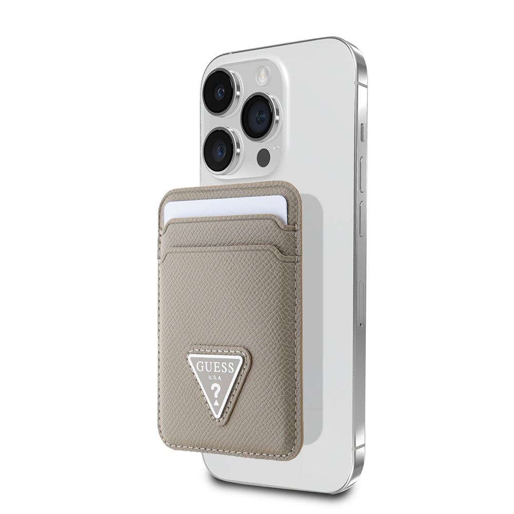 Guess Orjinal Lisanslı 2 Hazneli Üçgen Logolu Deri Magnetik Kartlık Kahverengi