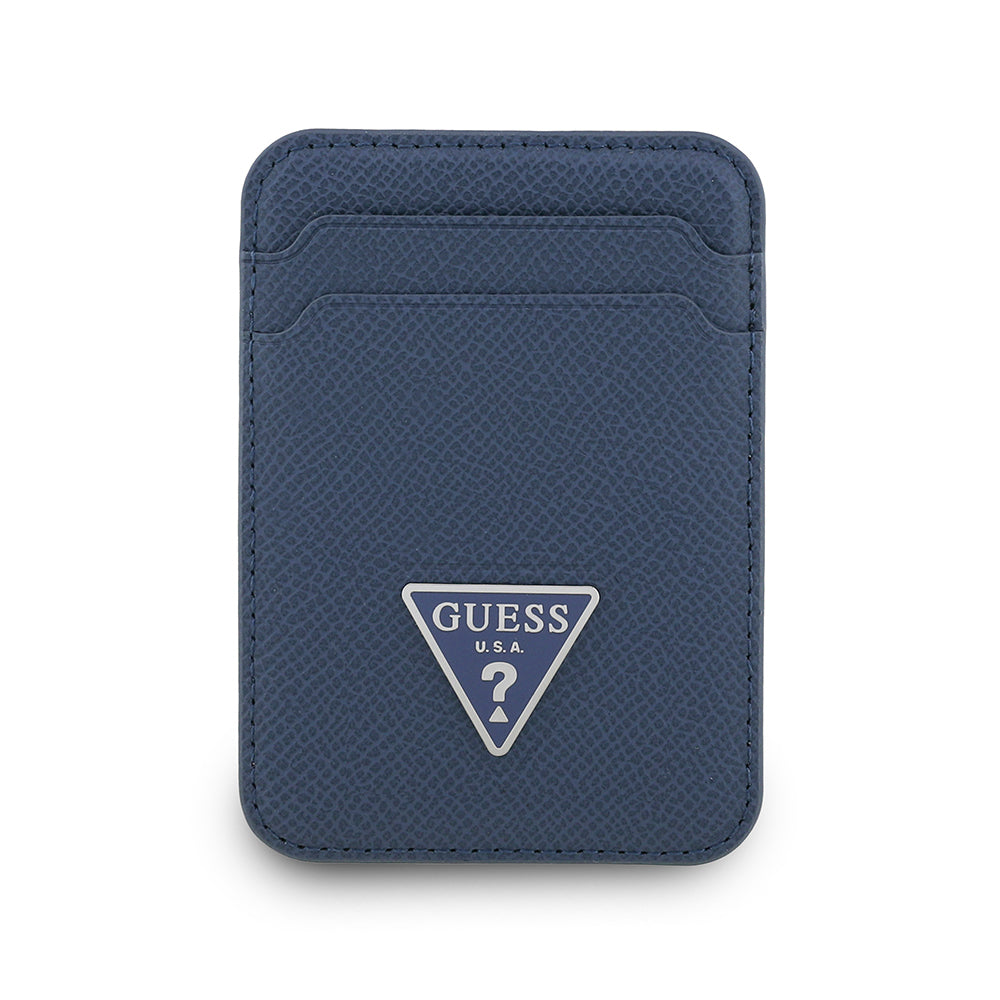 Guess Orjinal Lisanslı 2 Hazneli Üçgen Logolu Deri Magnetik Kartlık Siyah