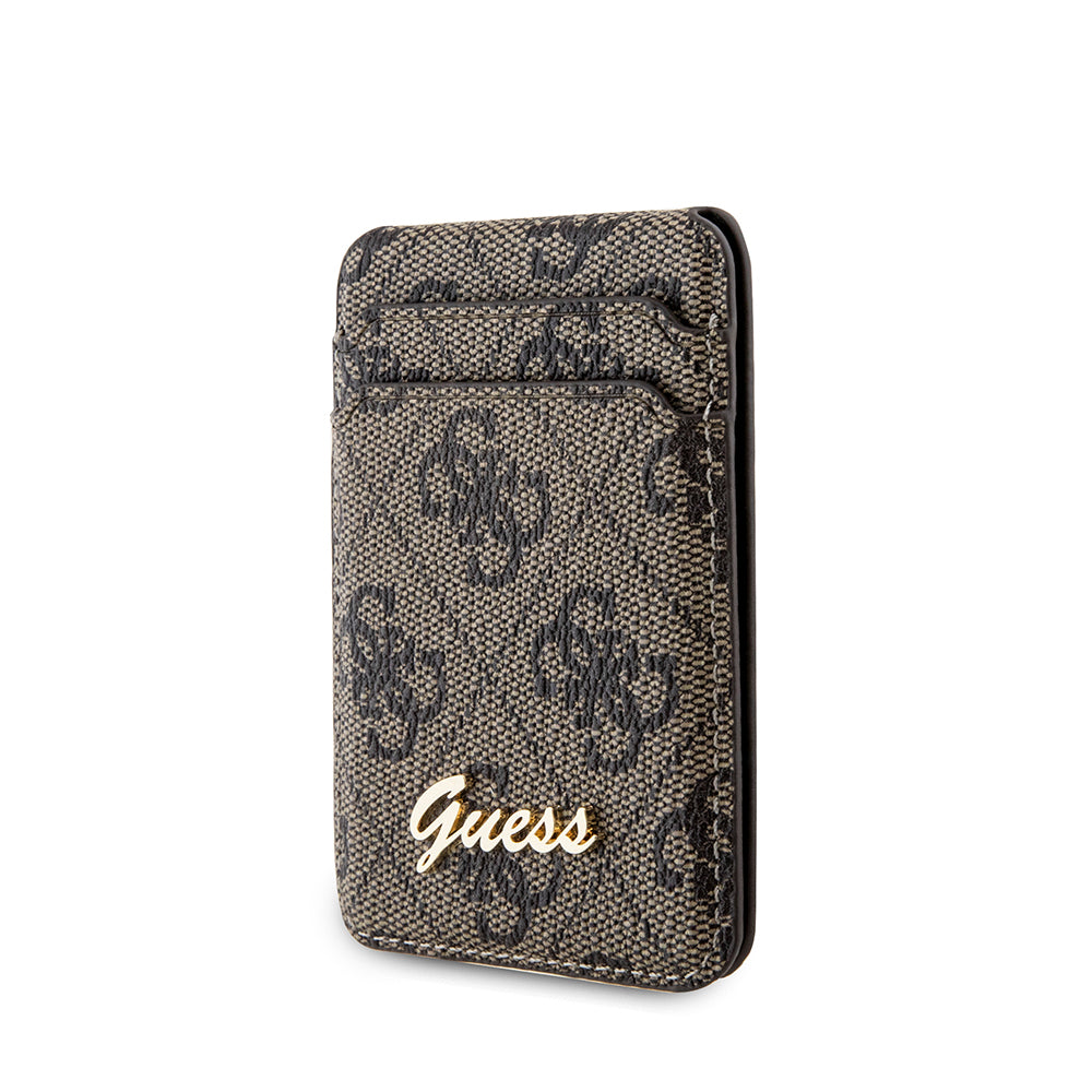 Guess Orjinal Lisanslı 4G Desenli Metal Script Logolu Magnetik Kartlık Siyah