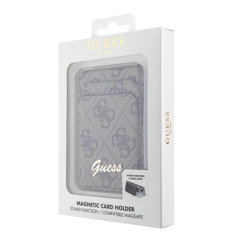 Guess Orjinal Lisanslı 4G Desenli Metal Script Logolu Magnetik Kartlık Siyah
