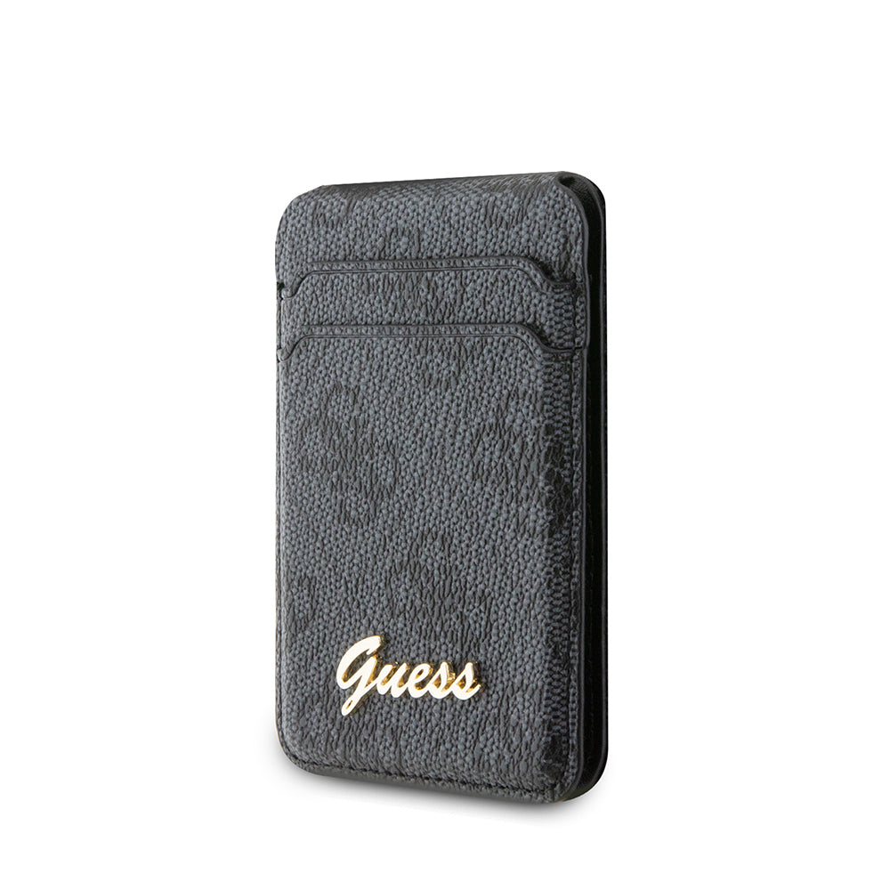 Guess Orjinal Lisanslı 4G Desenli Metal Script Logolu Magnetik Kartlık Kahverengi