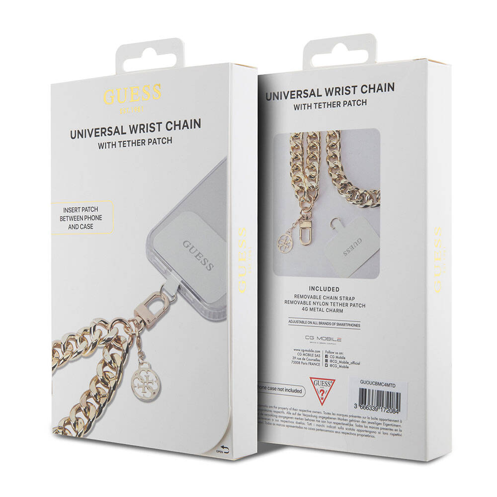 Guess Orjinal Lisanslı 4G Logolu Kalın Telefon Askı Zinciri Siyah
