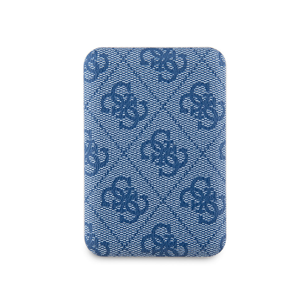 Guess Orjinal Lisanslı Dijital Led Göstergeli PU Deri 4G Desenli Metal Yazı Logolu Powerbank 5000mAh 15W Mavi