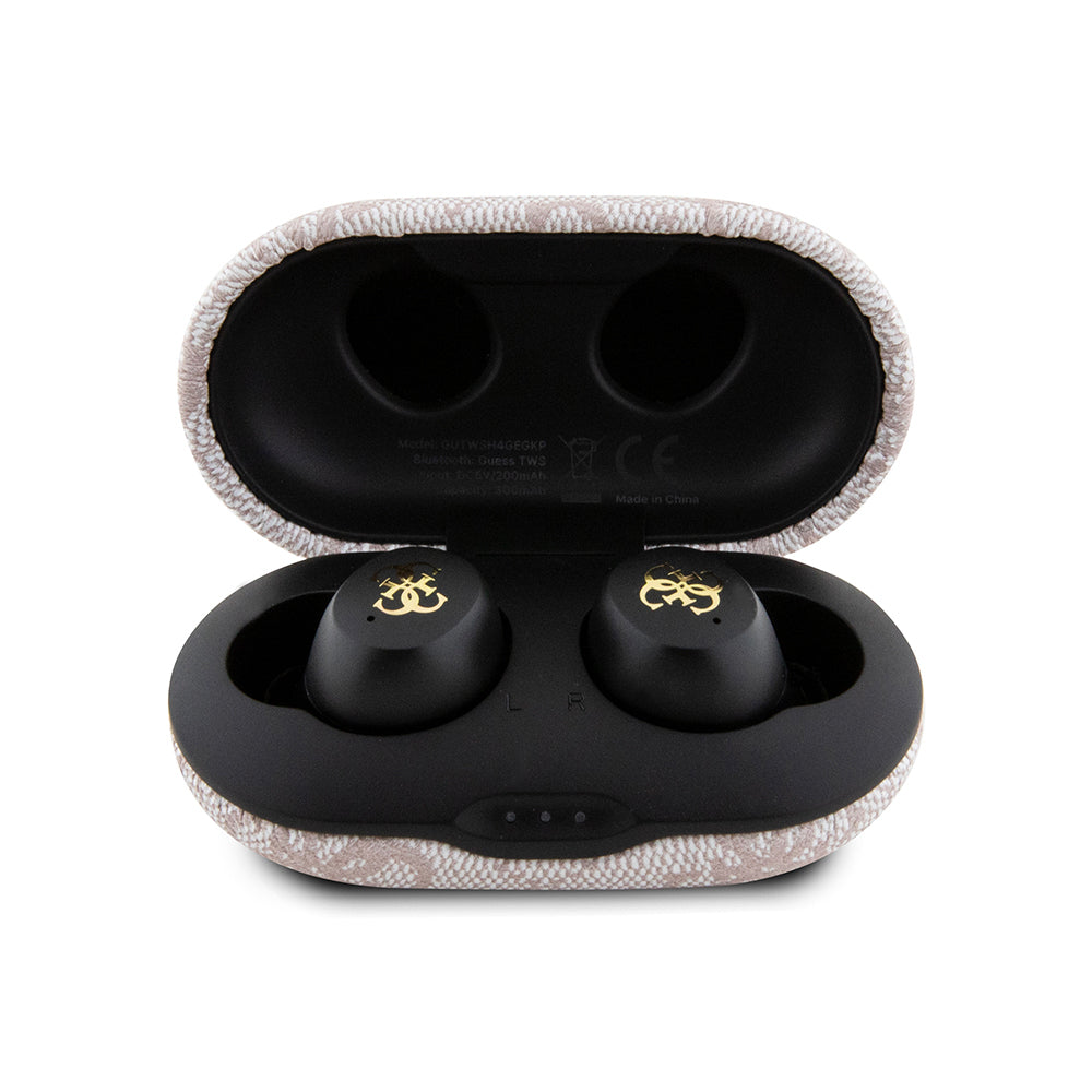 Guess Orjinal Lisanslı Klasik Metal Yazı Logolu TWS Kulak İçi Bluetooth Kulaklık Pembe