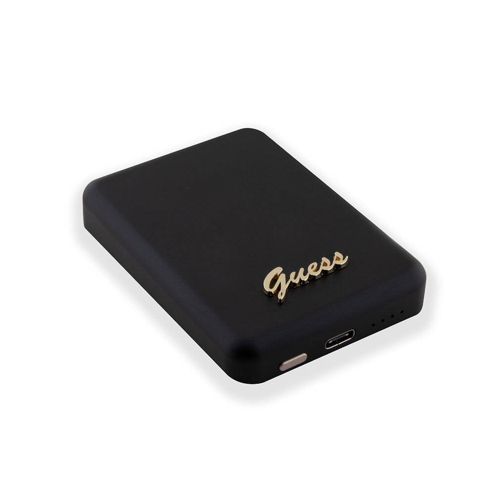 Guess Orjinal Lisanslı M-safe Şarj Özellikli Metal Yazı Logolu Powerbank 3000mAh 5W Siyah