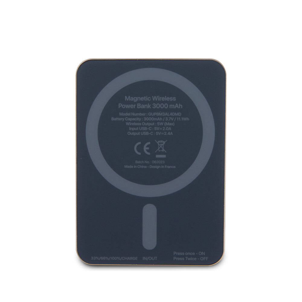 Guess Orjinal Lisanslı M-safe Şarj Özellikli Taşlı 4G Logolu Powerbank 3000mAh 5W Siyah