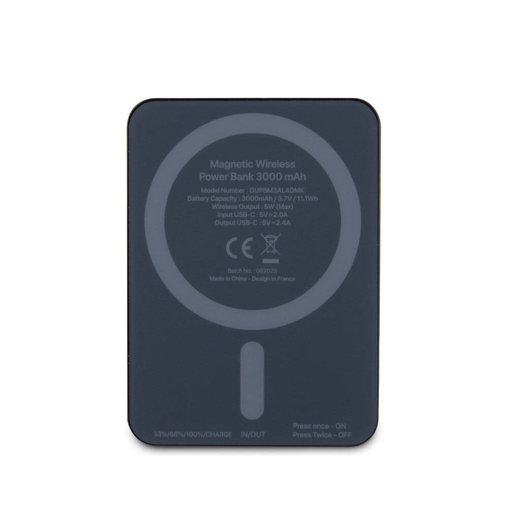 Guess Orjinal Lisanslı M-safe Şarj Özellikli Taşlı 4G Logolu Powerbank 3000mAh 5W Siyah