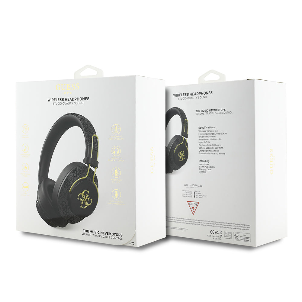 Guess Orjinal Lisanslı PU 4G Desenli Büyük Metal Logolu Kulak Üstü Bluetooth Kulaklık Pembe