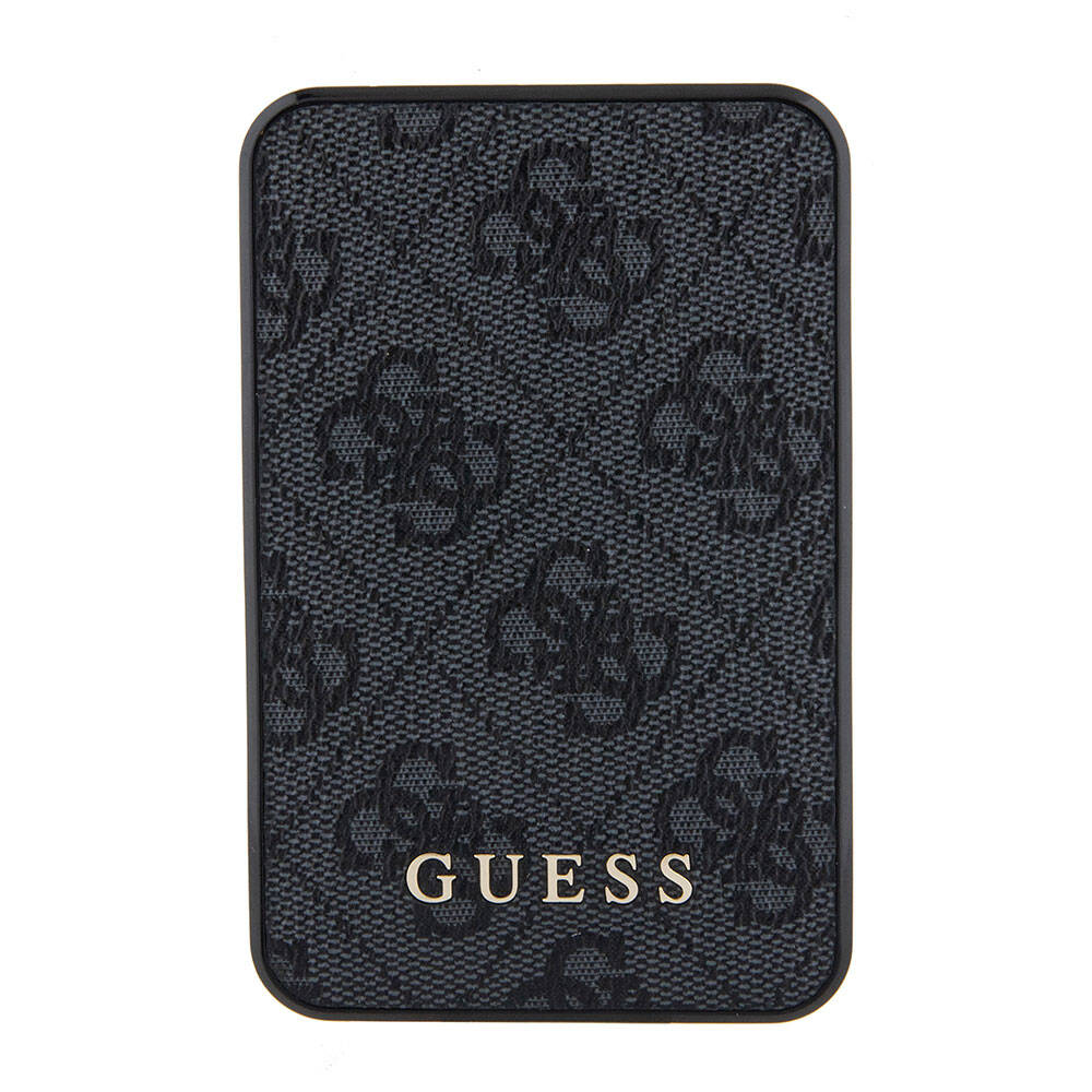 Guess Orjinal Lisanslı PU Deri 4G Desenli Metal Yazı Logolu Powerbank 5000mAh Siyah