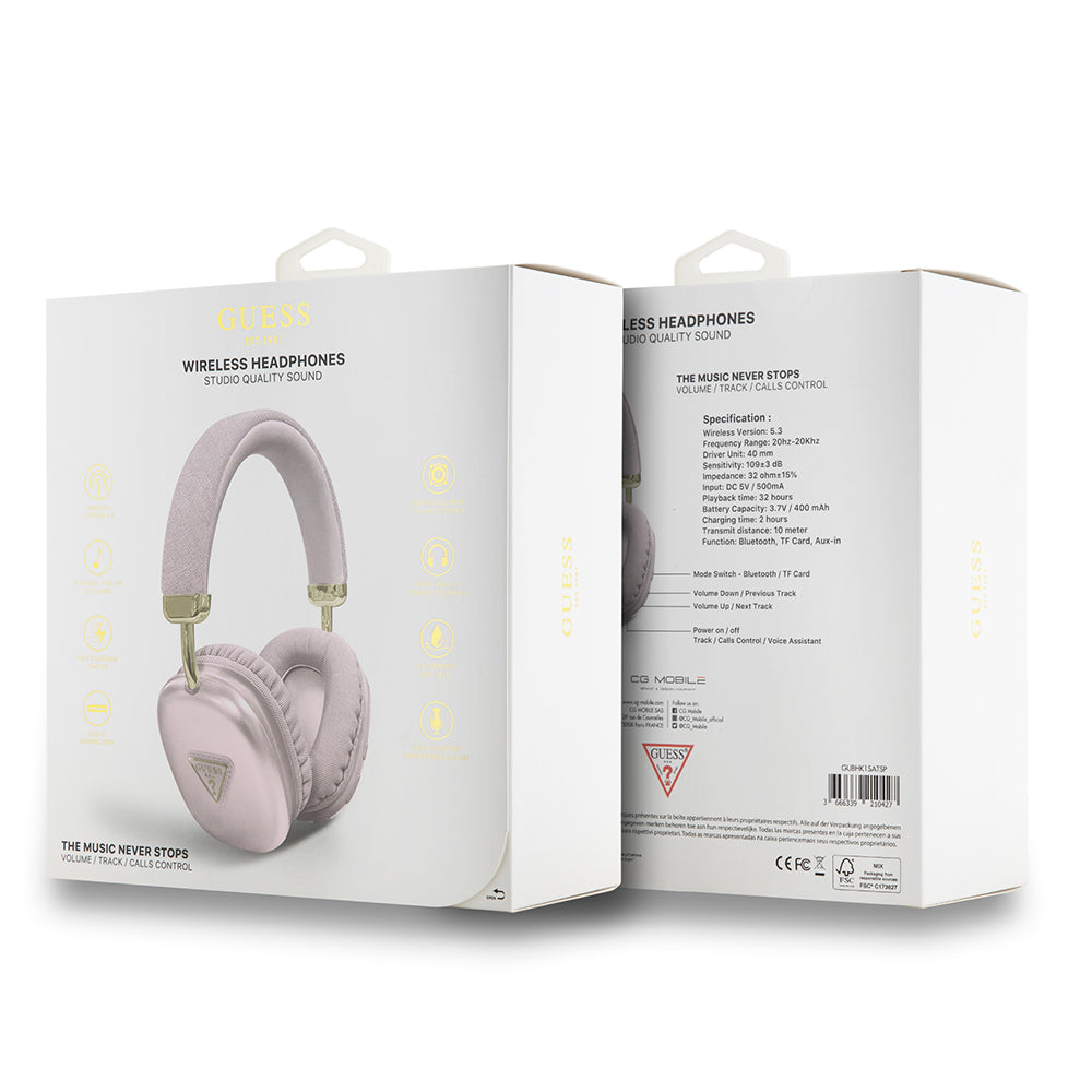 Guess Orjinal Lisanslı PU Üçgen Logolu Kulak Üstü Bluetooth Kulaklık Gold