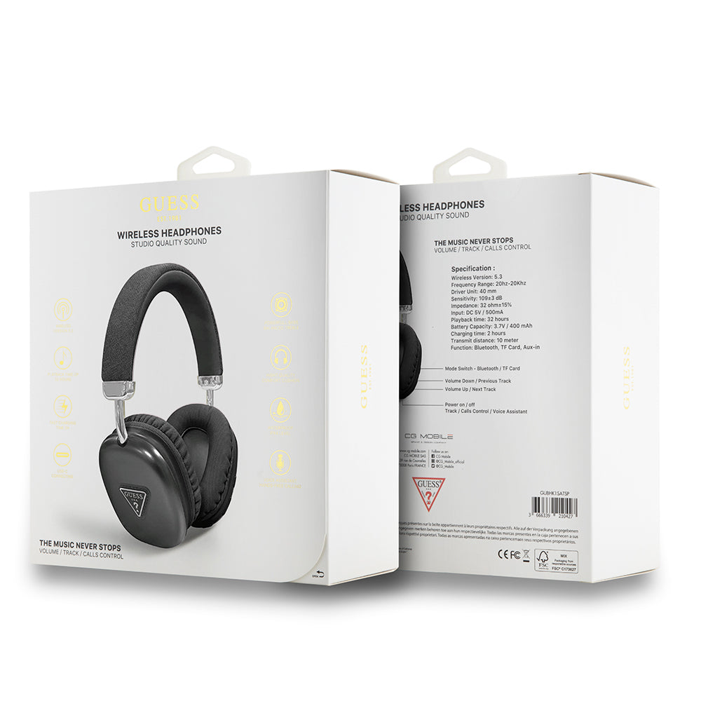 Guess Orjinal Lisanslı PU Üçgen Logolu Kulak Üstü Bluetooth Kulaklık Pembe