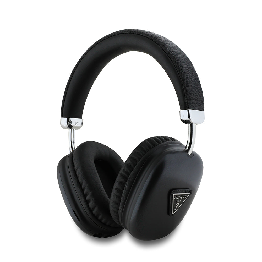 Guess Orjinal Lisanslı PU Üçgen Logolu Kulak Üstü Bluetooth Kulaklık Siyah