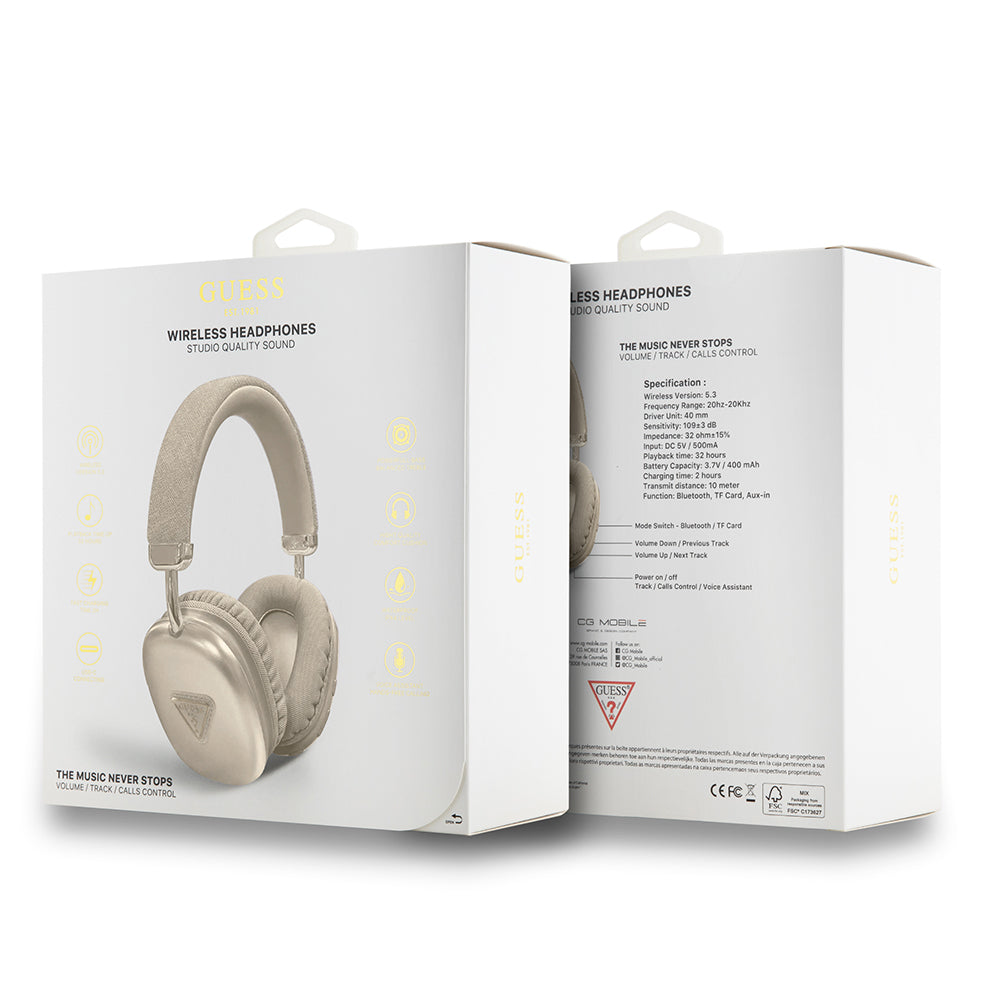 Guess Orjinal Lisanslı PU Üçgen Logolu Kulak Üstü Bluetooth Kulaklık Gold