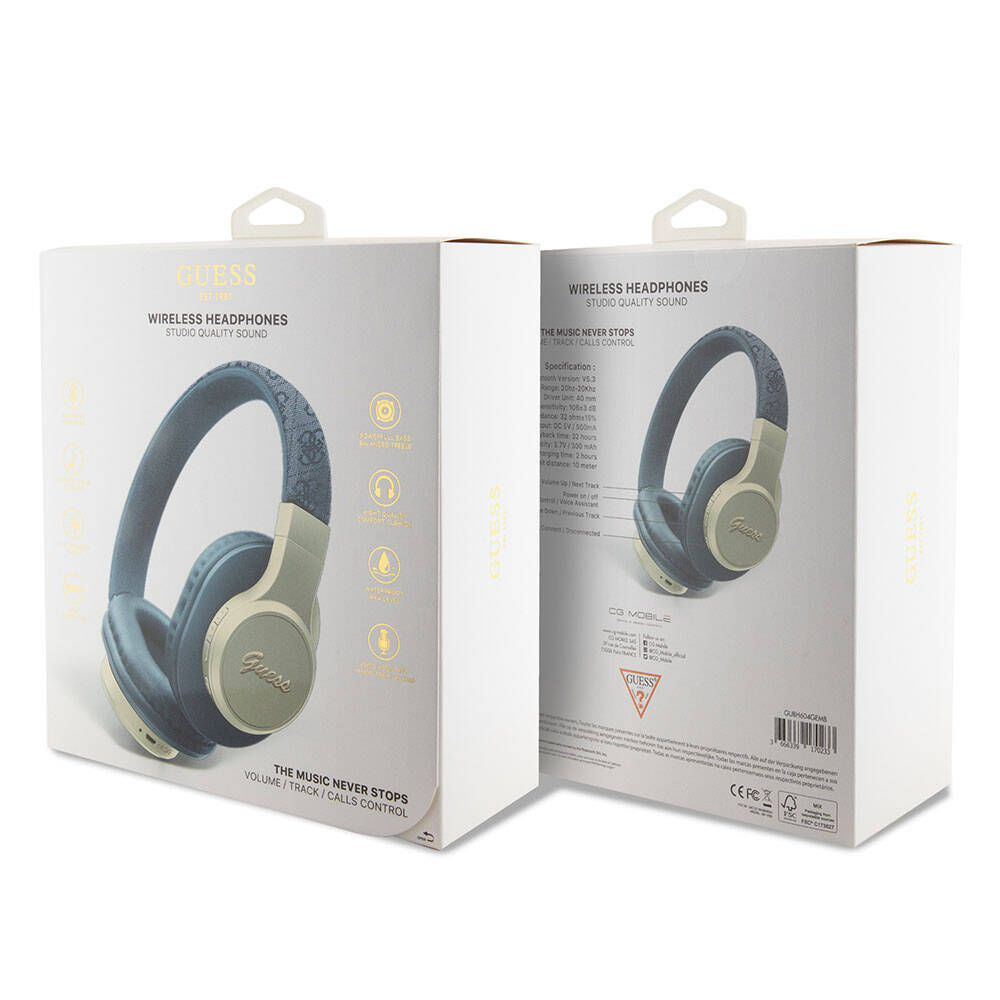 Guess Orjinal Lisanslı Script Gold Serisi Metal Yazı Logolu 4G Desenli Bluetooth Kulaklık Mavi