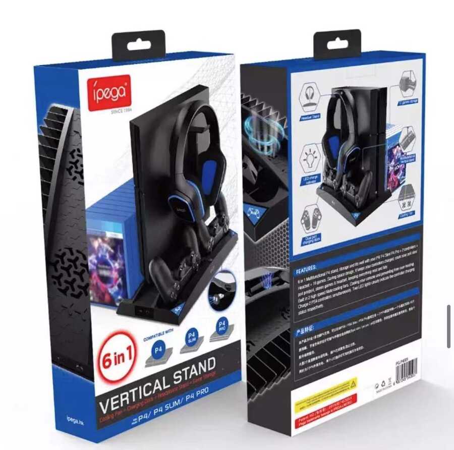 iPega PG-P4009 Playstation 4 Şarj İstasyonu ve Kulaklık Standı Siyah