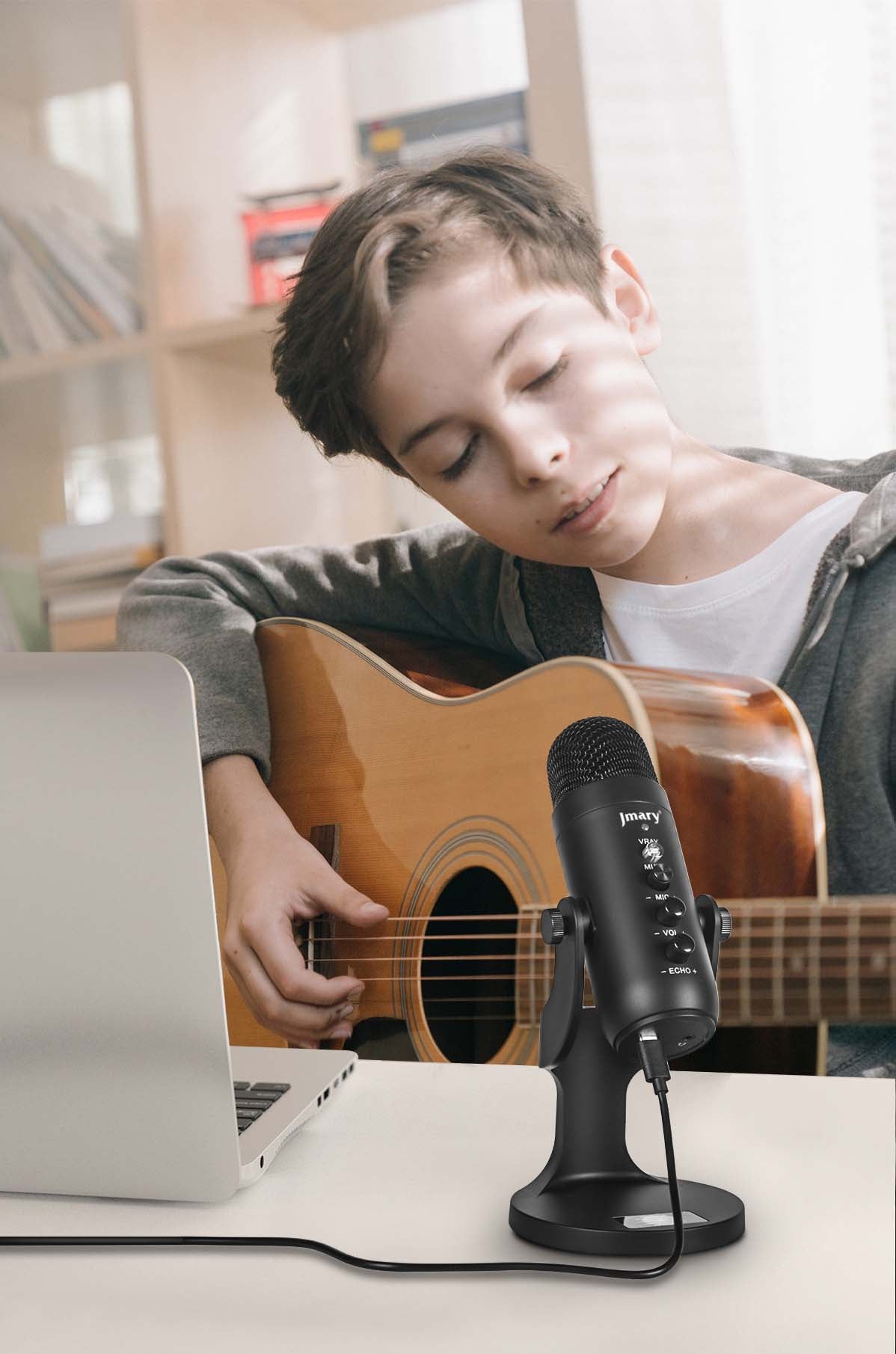 Jmary MC-PW8 Gürültü Önleyici Anti-Şok Teknoloji Tak Çalıştır Ekolu Stüdyo Mikrofon Siyah