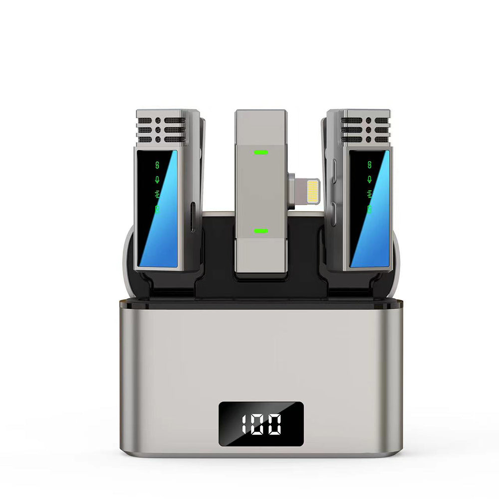 Jmary MW-15 Lightning Portlu Kablosuz Yaka Mikrofonu Gri