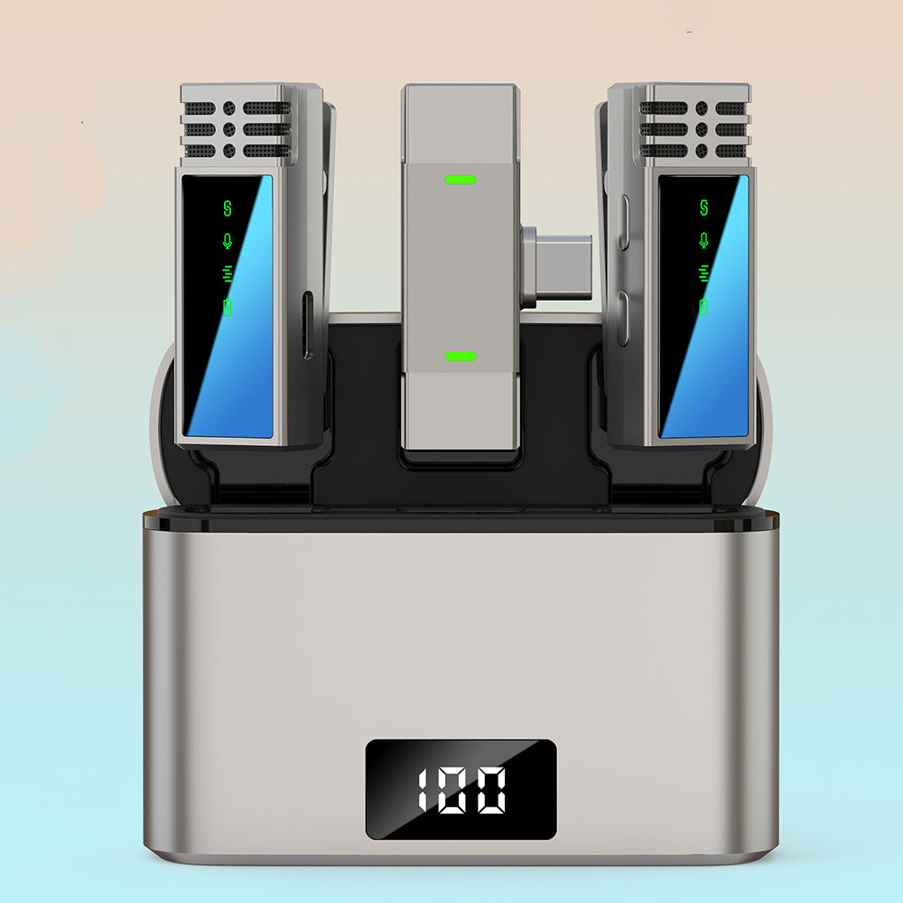 Jmary MW-15 Type-C Portlu Kablosuz Yaka Mikrofonu Gri