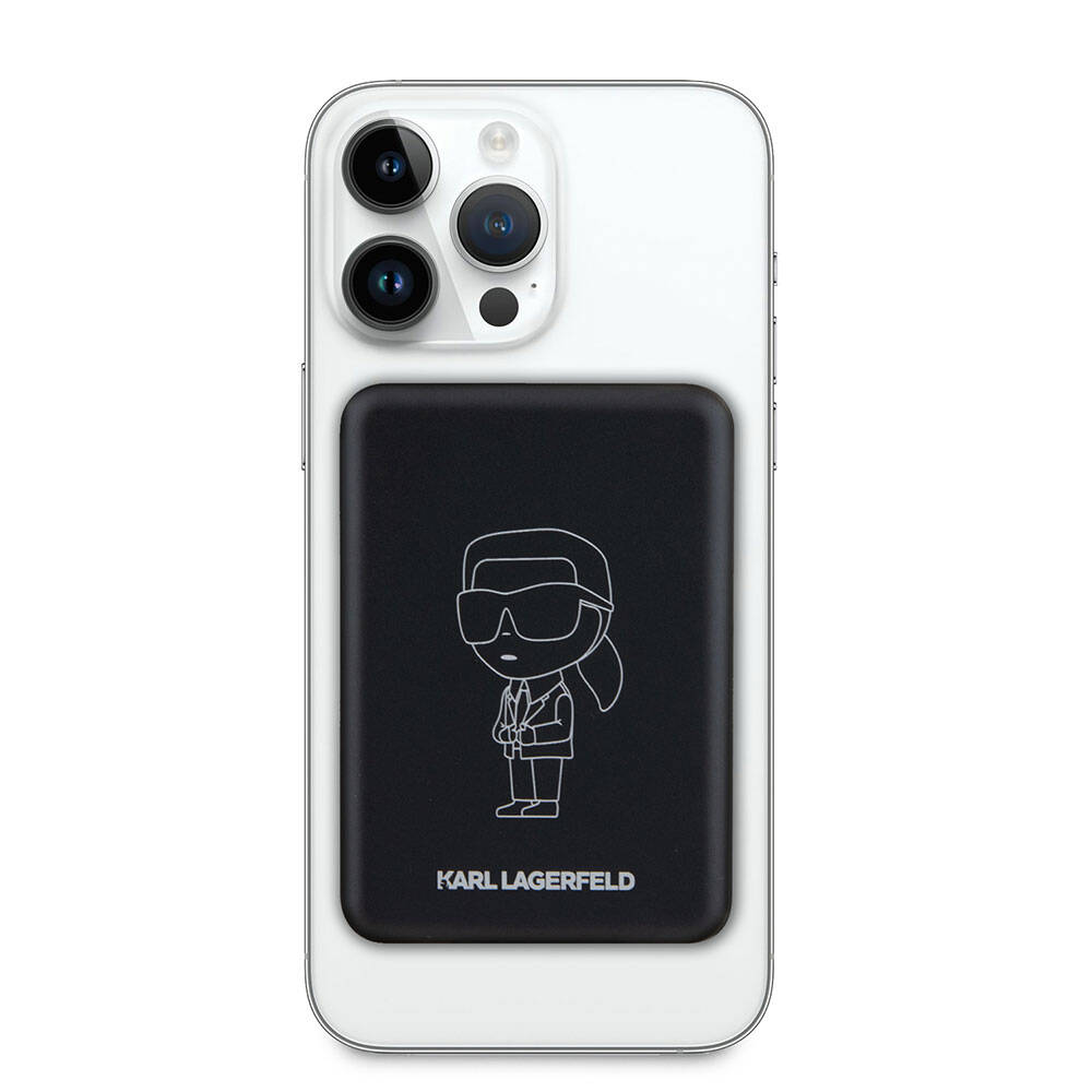 Karl Lagerfeld Led Işıklı Göstergeli M-safe Magnetik Orjinal Lisanslı Powerbank 3000 Mah Siyah