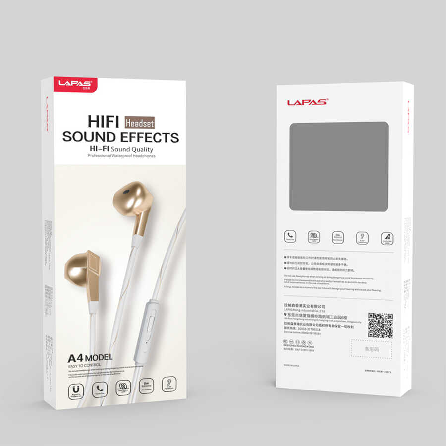 Lapas A4 3.5mm Kulaklık Gold