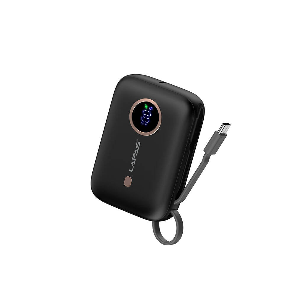 Lapas LP-PW001 Dijital LED Göstergeli Type-C Kablolu Taşınabilir Powerbank 10.000mAh Beyaz