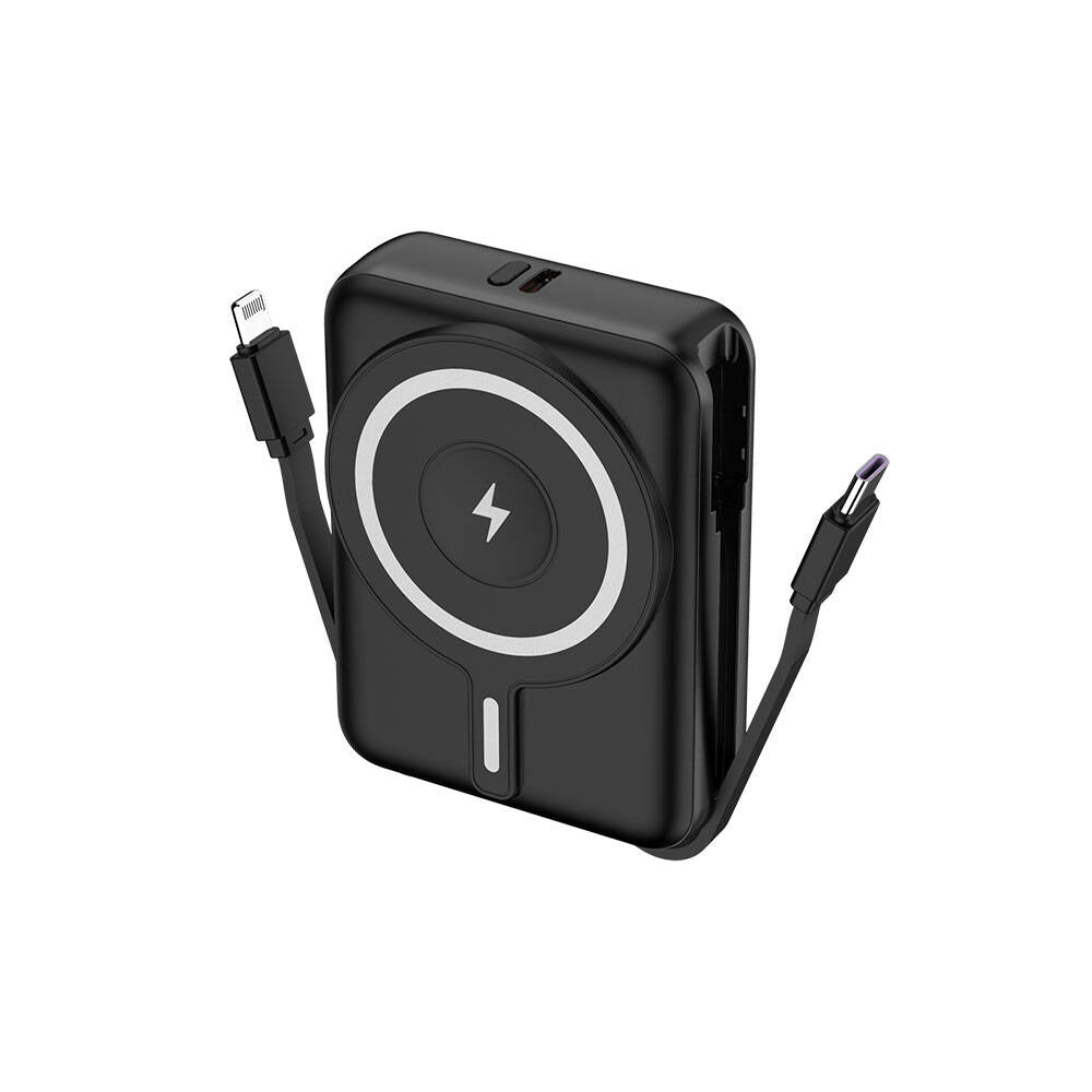 Lapas LP-PW002 Dijital LED Göstergeli Type-C & Lightning Kablosuz Taşınabilir Powerbank 10.000mAh Beyaz