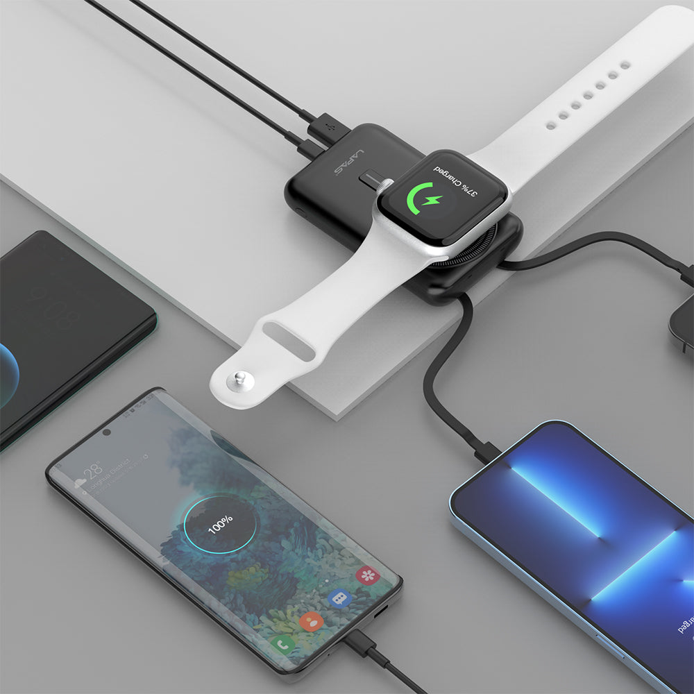 Lapas LP-PW004 Akıllı Saat Kablosuz Şarj Özellikli Wireless Powerbank 10000mAh 15W Beyaz