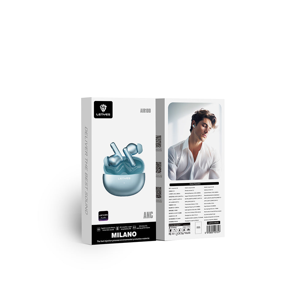 Lenyes Air 100 ANC Özellikli ENC Teknolojili Kulak İçi Bluetooth v5.3 Kulaklık Siyah