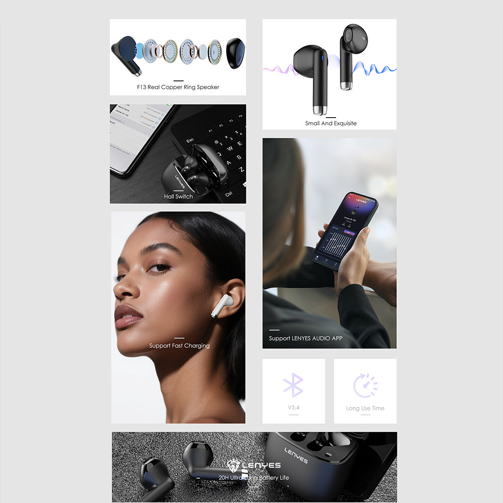 Lenyes Air 102 TWS Kulak İçi Bluetooth v5.4 Kulaklık Beyaz