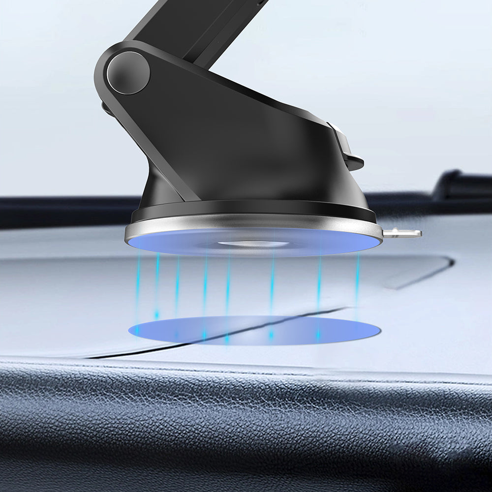 Lenyes CR121 Sarsıntı Önleyici 360° Derece Dönebilen Teleskopik Vantuzlu Tasarım Araç Telefon Tutucu Siyah