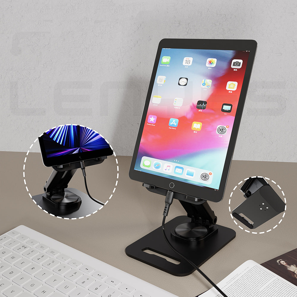 Lenyes CR139 Ayarlanabilir Katlanabilir Dönebilen Metal Telefon ve Tablet Standı Siyah