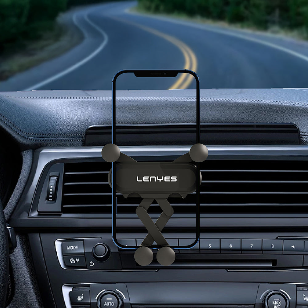 Lenyes CR151 360° Dönebilen Havalandırma Tasarım Araç Telefon Tutucu Siyah