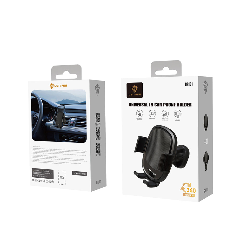 Lenyes CR161 360 Dönebilen Havalandırma Tasarım Araç Telefon Tutucu Siyah