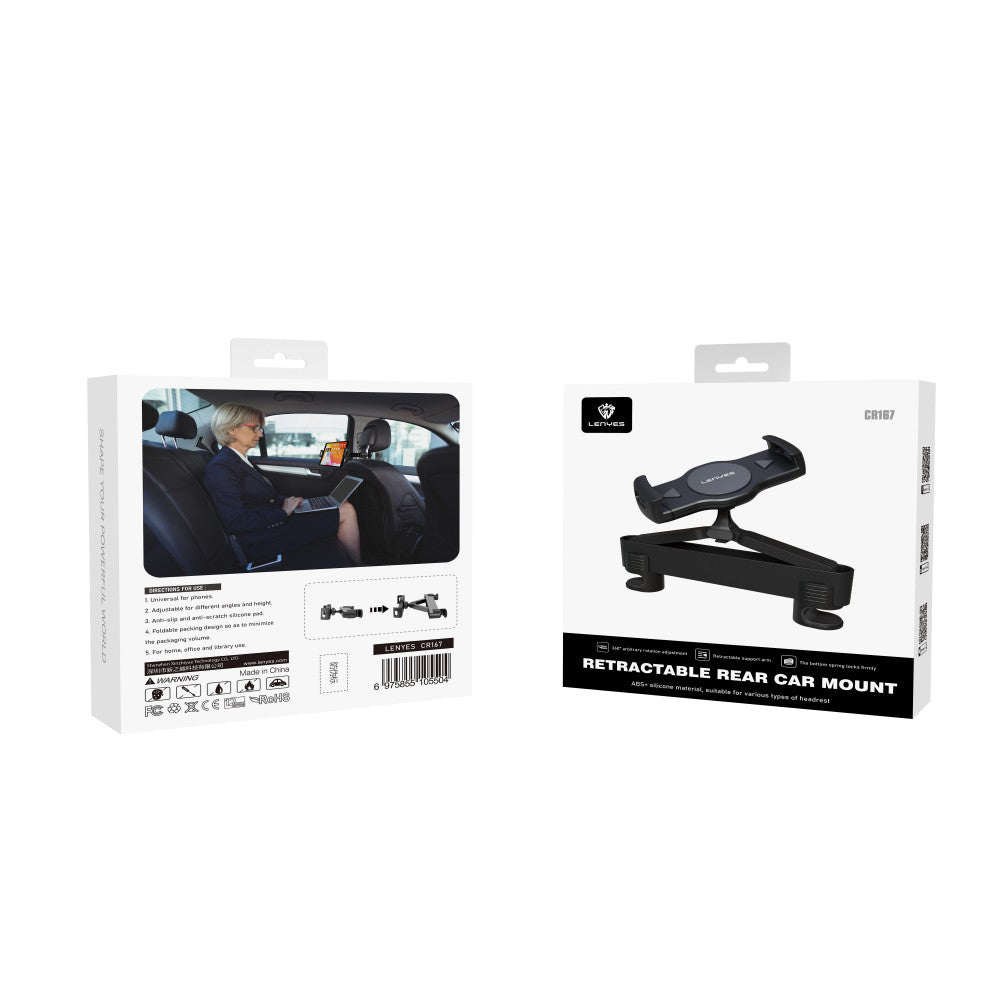 Lenyes CR167 360 Derece Dönebilen Sarsıntı Engelleyici Özellikli Arka Koltuk Araç Telefon Tutucu Siyah