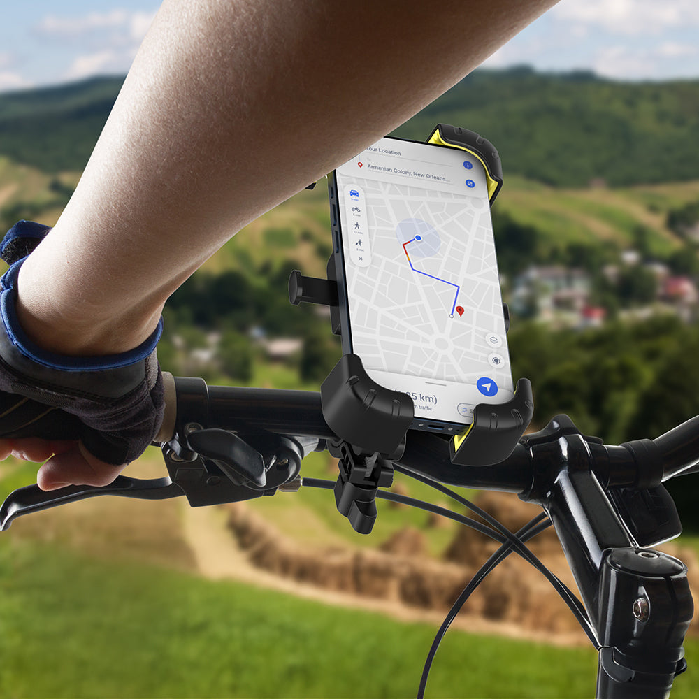 Lenyes CR169 Sarsıntı Önleyici 360 Derece Ayarlanabilir Bisiklet ve Motosiklet Telefon Tutucu Siyah