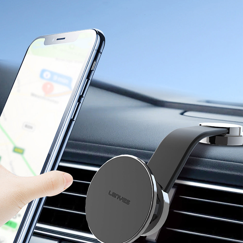 Lenyes CR171 Magnetik M-safe Uyumlu Bükülebilen Eğimi ve Düz Zemin Araç Telefon Tutucu Siyah