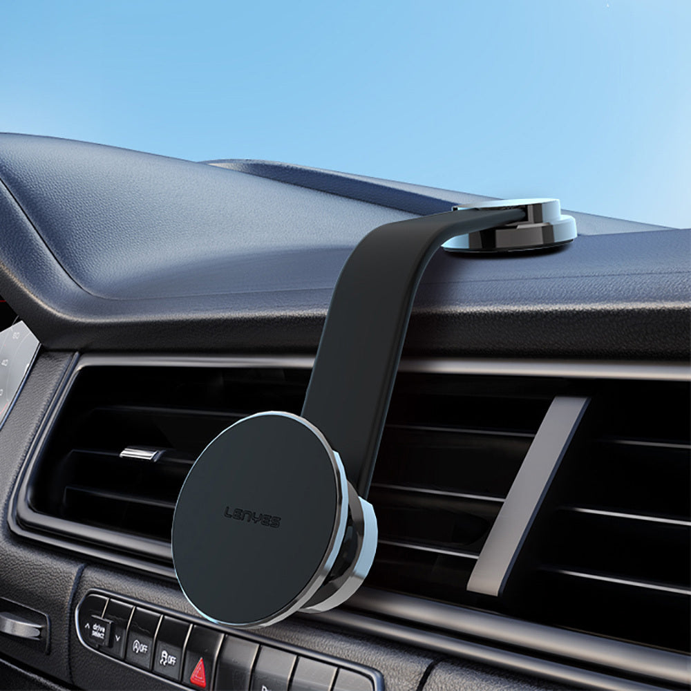 Lenyes CR171 Magnetik M-safe Uyumlu Bükülebilen Eğimi ve Düz Zemin Araç Telefon Tutucu Siyah