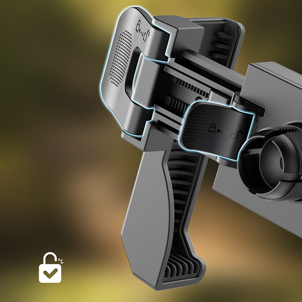 Lenyes CR182 360 Derece Ayarlanabilir Çift Kilitli Bisiklet ve Motosiklet Telefon Tutucu Siyah