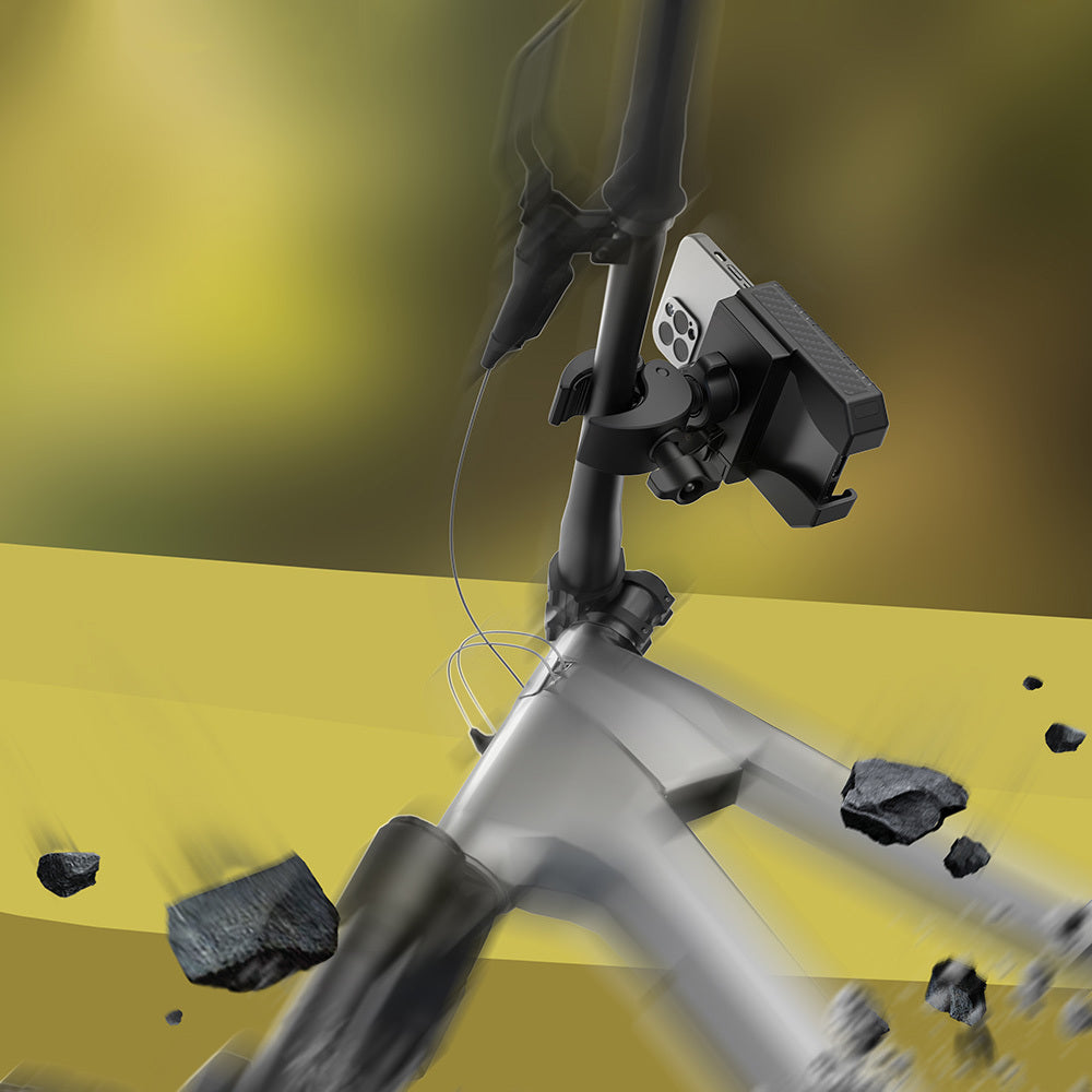 Lenyes CR182 360 Derece Ayarlanabilir Çift Kilitli Bisiklet ve Motosiklet Telefon Tutucu Siyah