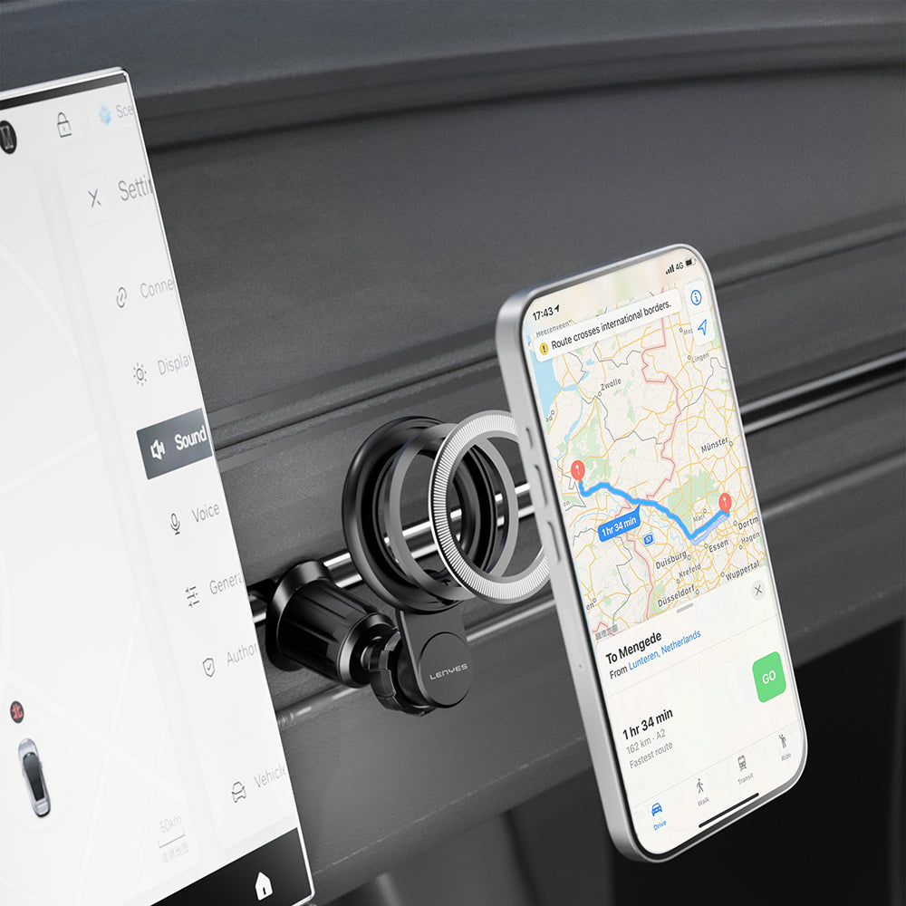 Lenyes CR183 M-safe Magnetik Özellikli 360 Derece Dönebilen Havalandırma Tasarım Araç Telefon Tutucu Siyah