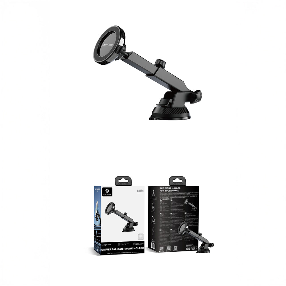 Lenyes CR184 360 Derece Dönebilen Teleskopik Vantuzlu Araç Telefon Tutucu Siyah